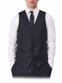 Saul Waist Coat-Herringbone -Harrys H9 Black Saul