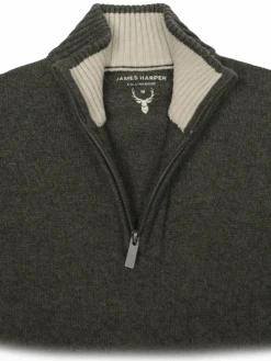 JHK61 1/4 Zip Olive Marle CottonBlend -Harrys JHK61 2