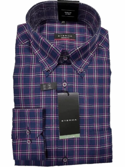 Eterna 4123/19 Navy/Pink Check Business L/S Modern Fit Shirt