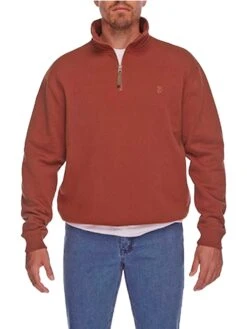 Stirling - Zip Front Polo Sweat -Harrys Sterling Rust